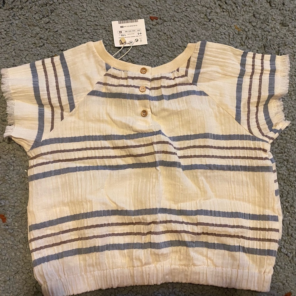 Zara Kids Set of Shirt and Skirt in Cream and Blue